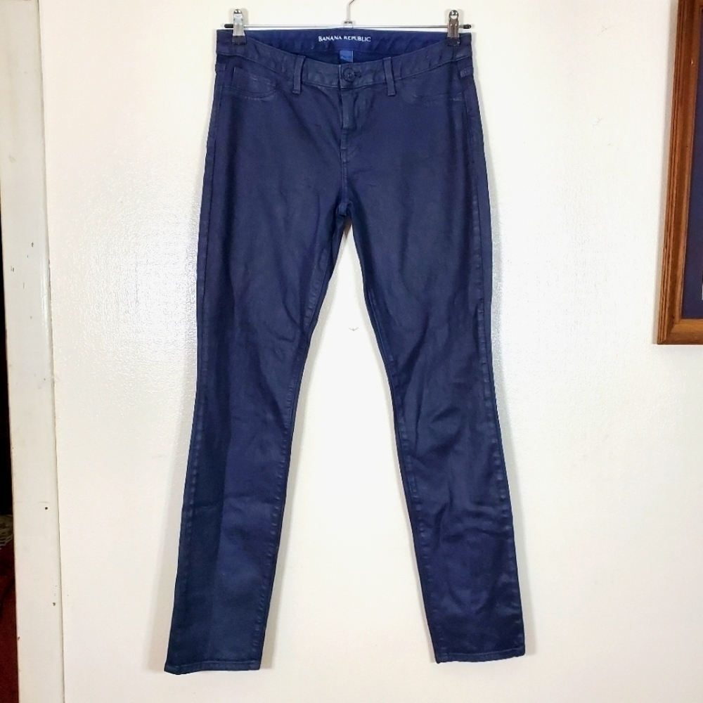 Banana Republic Navy Coated Skinny Dark Wash Jeans Size 28